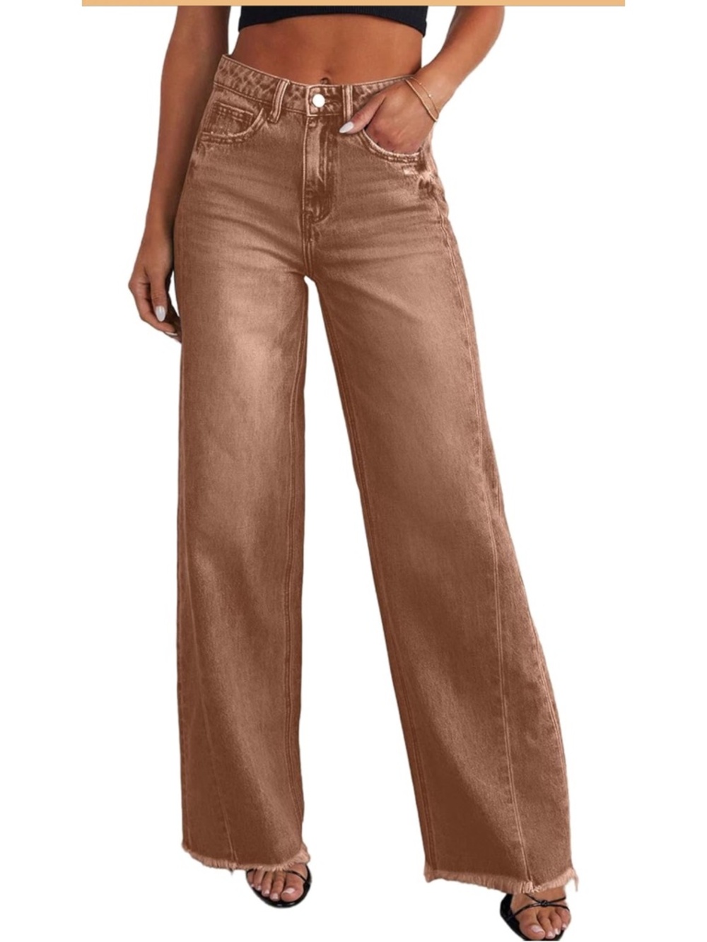PrettyGarden Brown High Rise Straight Leg Jeans, size 4|